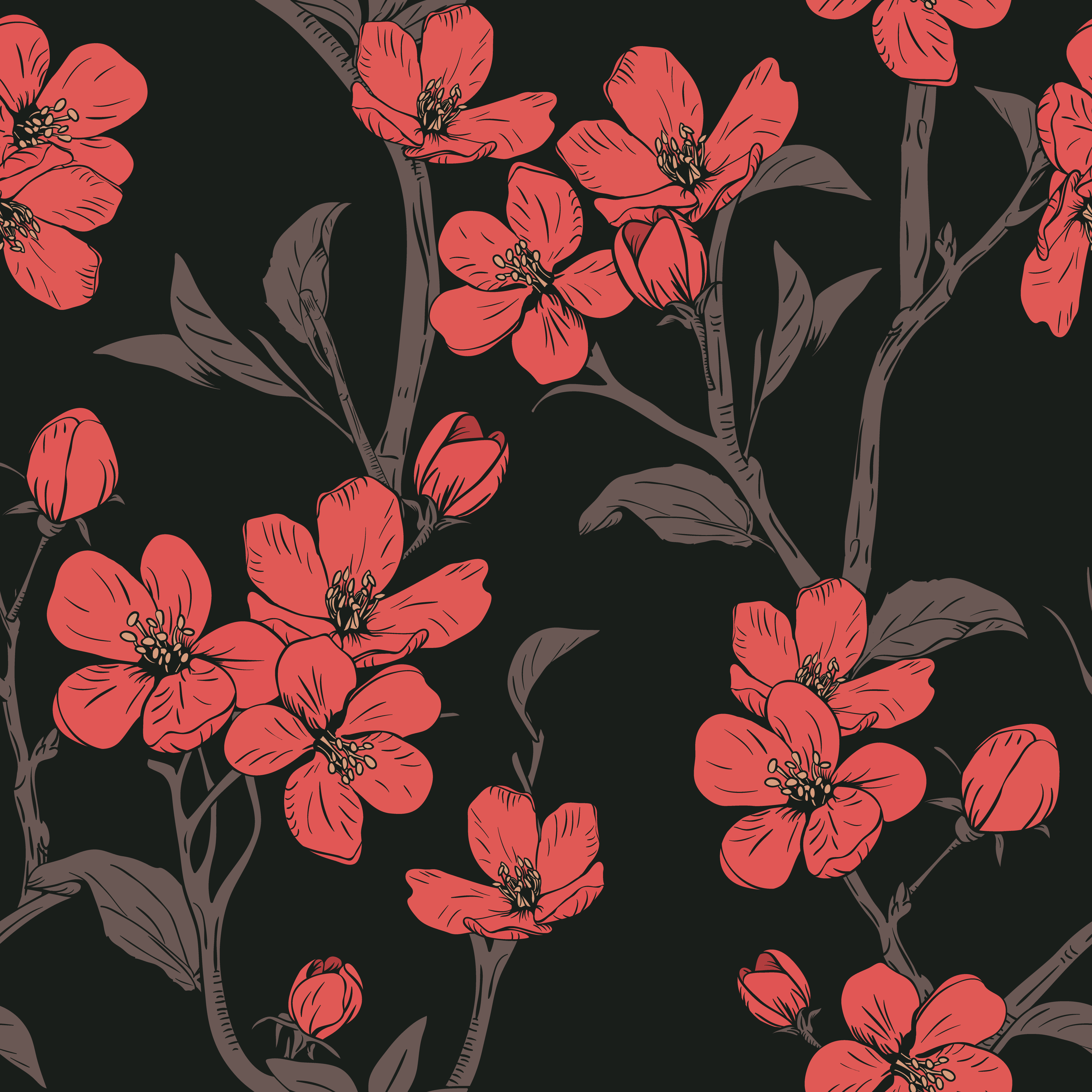 Download Blooming tree. Seamless pattern with flowers. Spring ...