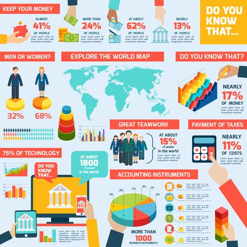 Conjunto de infografías contables. vector