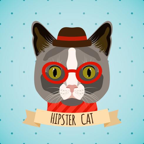 Hipster cat portrait vector