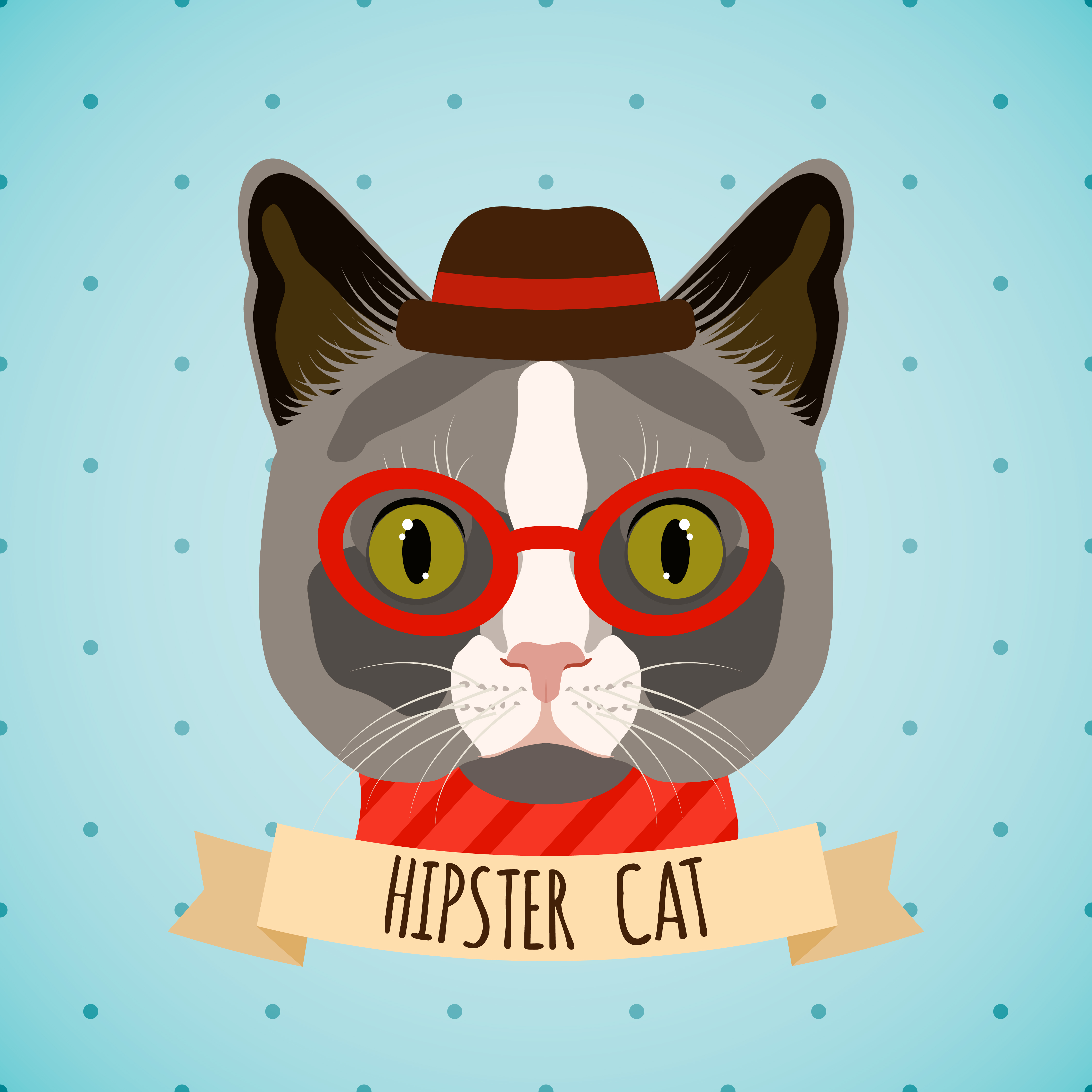 Hipster cat portrait 443318 Vector Art at Vecteezy