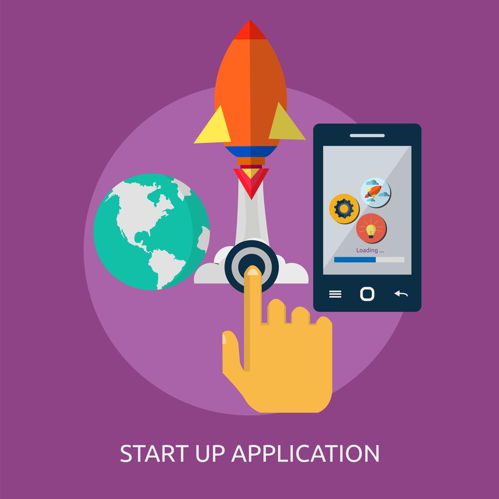 Start Up Application Conceptual illustration Design 443329 Vector Art
