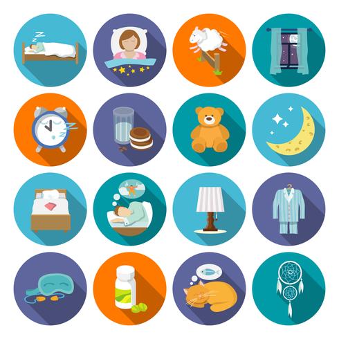 Iconos de tiempo de sueño planos vector