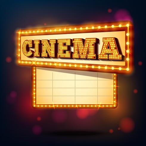 Retro cinema sign vector