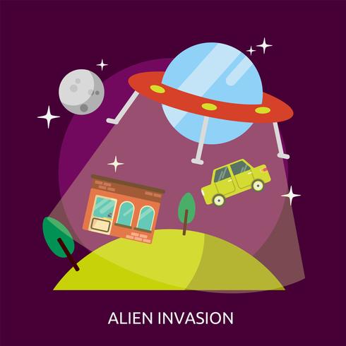 Diseño de ilustración conceptual de invasión alienígena vector