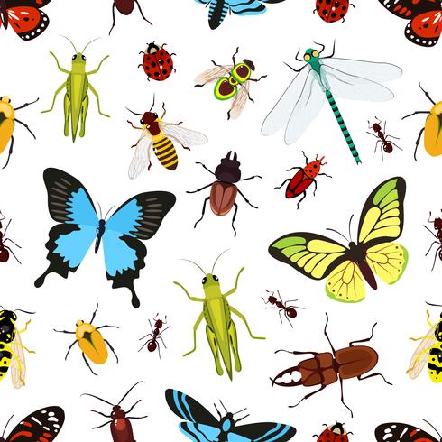 Insects seamless pattern vector