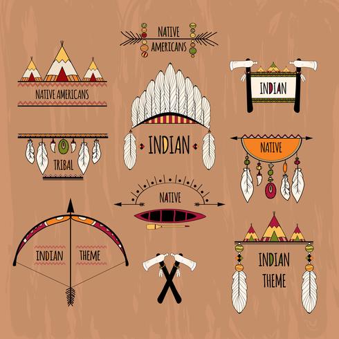 Tribal labels set colored vector