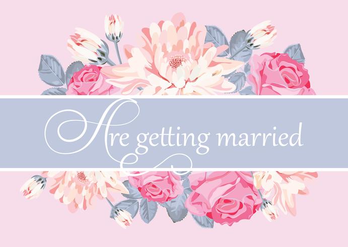 Floral card template with text are getting married vector