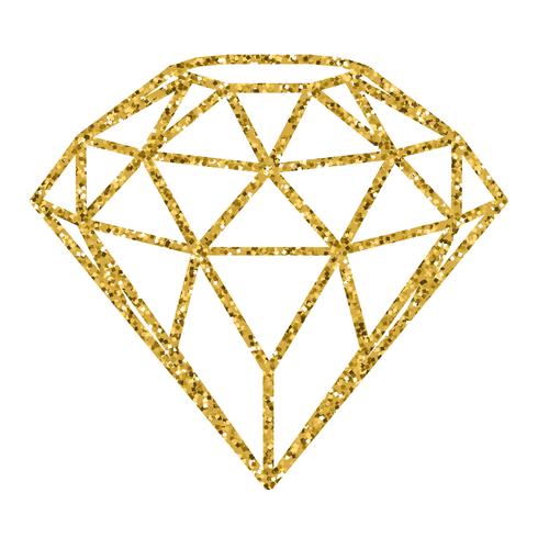 Geometrical golden glitter diamond isolated on white background. vector