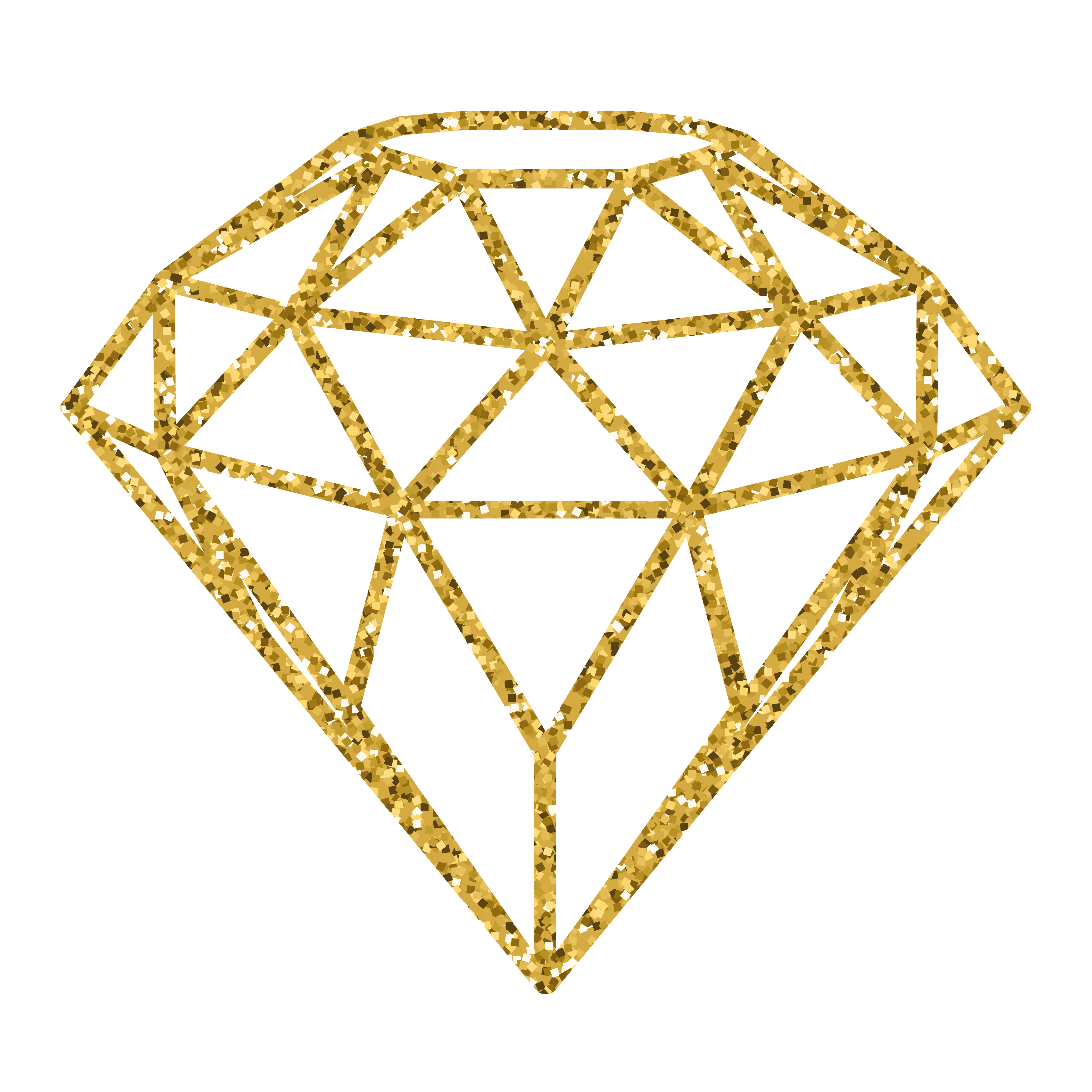 Geometrical golden glitter diamond isolated on white