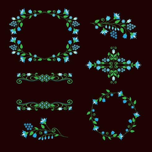 Floral design elements set, ornamental frames. vector