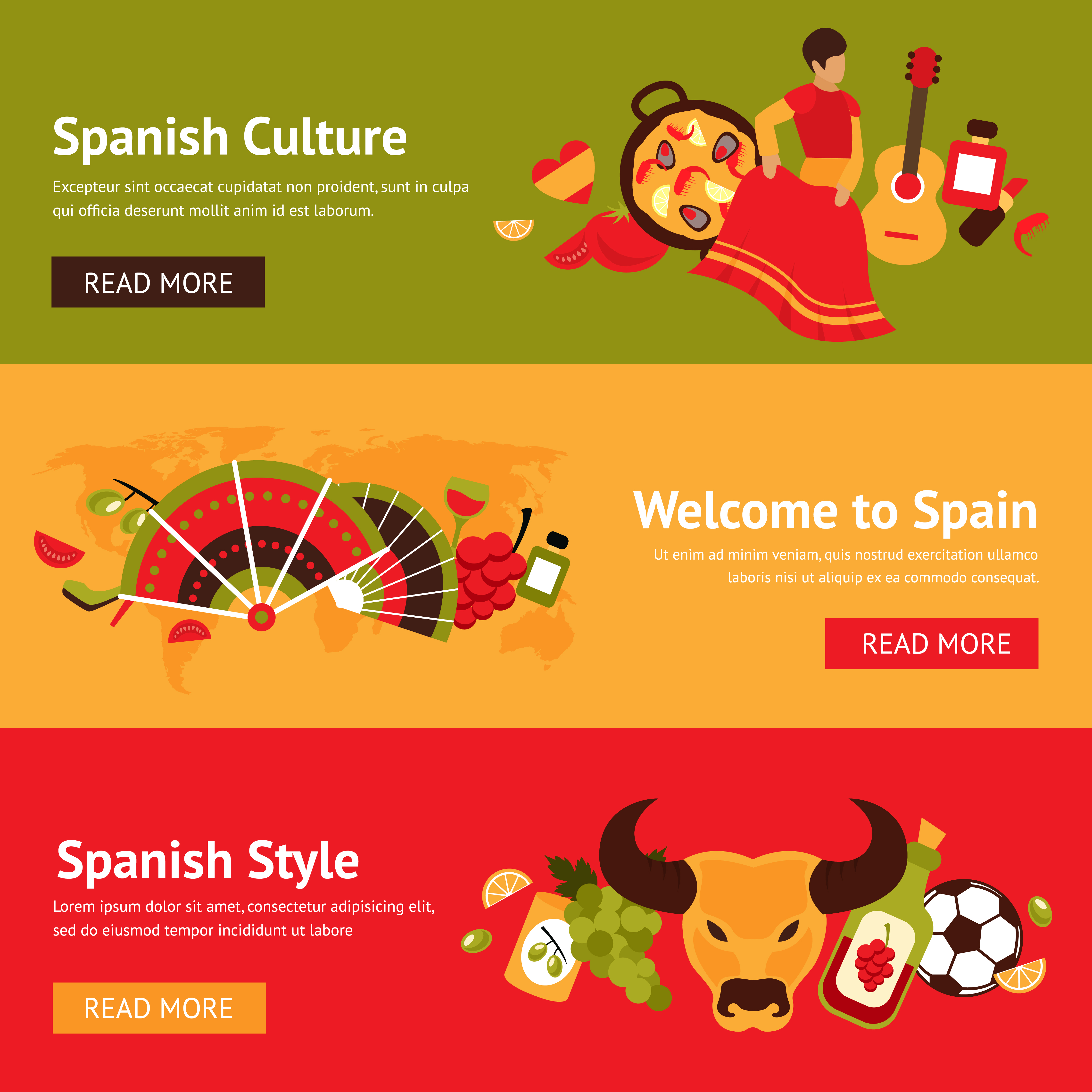 Spain Banner Set Download Free Vectors Clipart Graphics