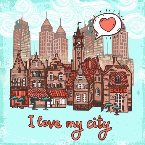 Sketch city background vector
