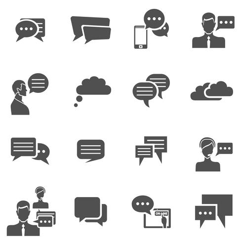 Chat icons black vector