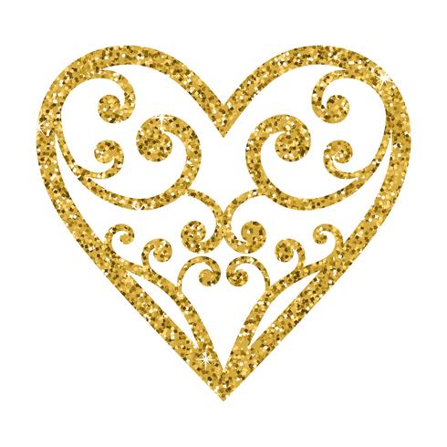 Ornamental glitter Valentines Day heart on a white background. vector