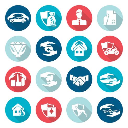 Iconos de seguros planos vector