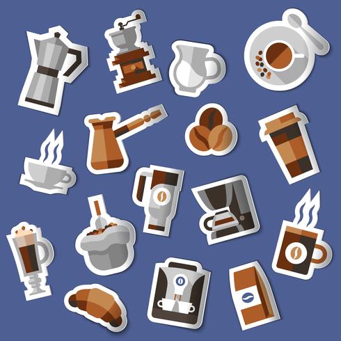 Set de pegatinas de cafe vector