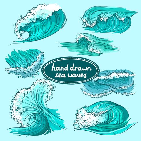 Conjunto de iconos de ondas de colores vector