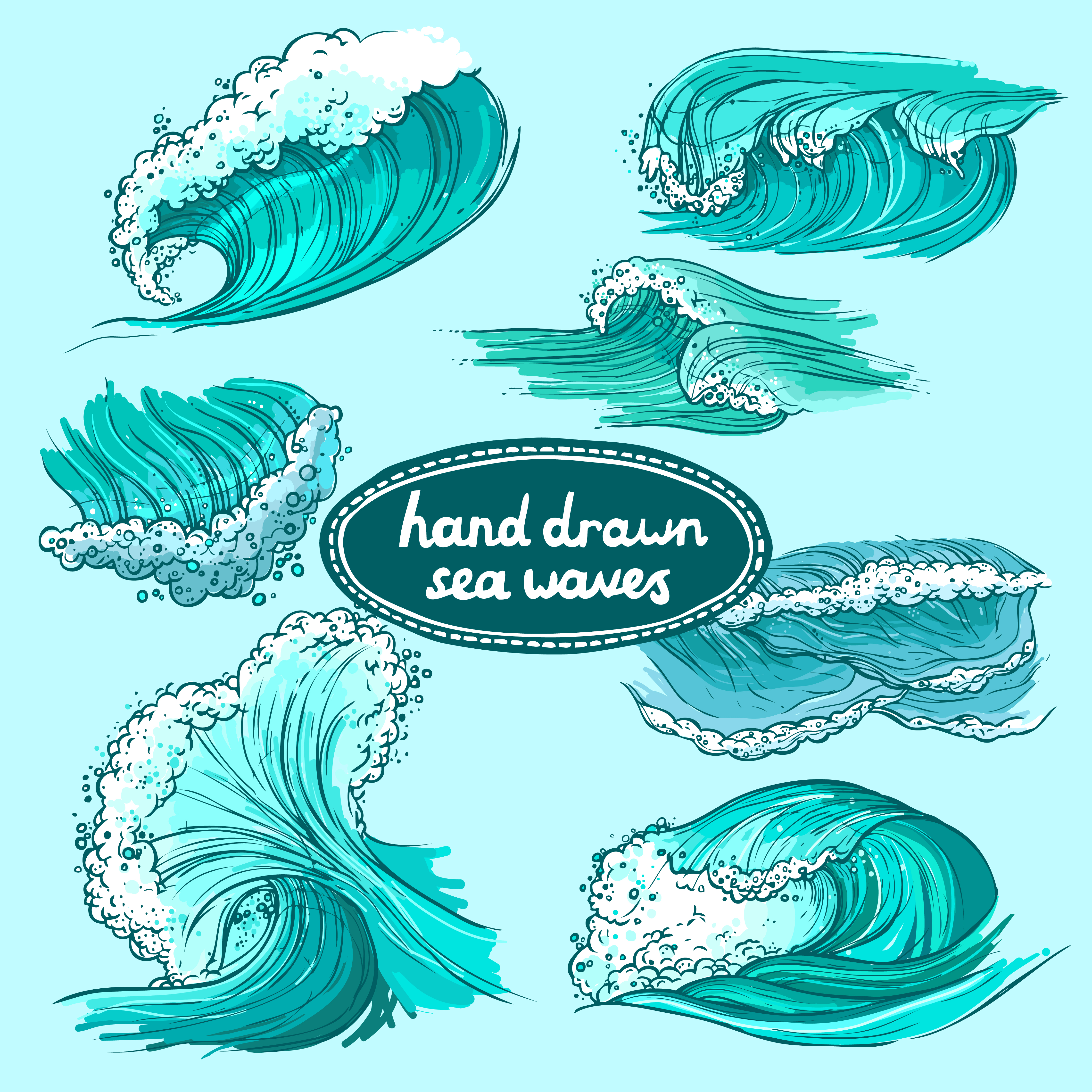 Waves icons set colored 443527 Vector Art at Vecteezy