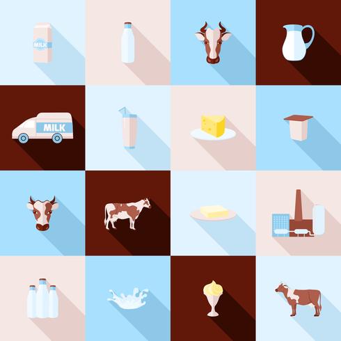 Milk icons set vector