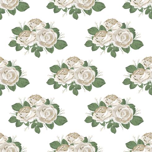 Modelo inconsútil floral retro. Rosas sobre fondo blanco. Ilustración vectorial vector