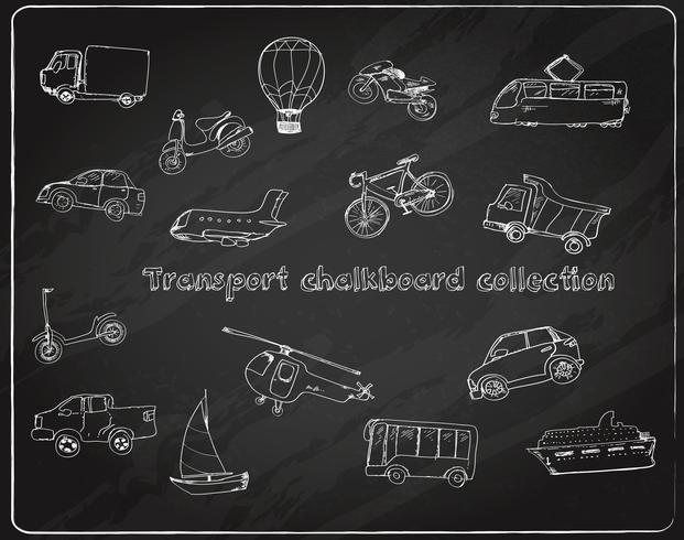 Transport doodle set chalkboard vector