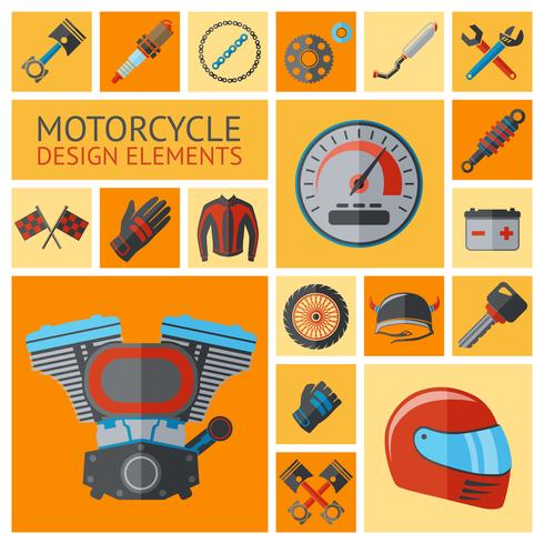 Motorcycle parts set vector