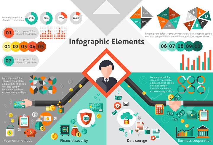 Conjunto infográfico de finanzas vector