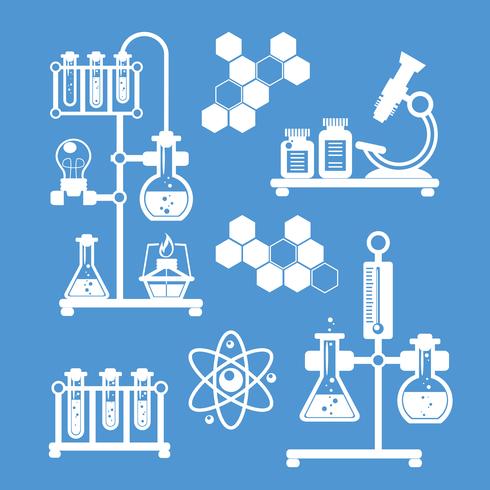 Conjunto de iconos decorativos de química vector