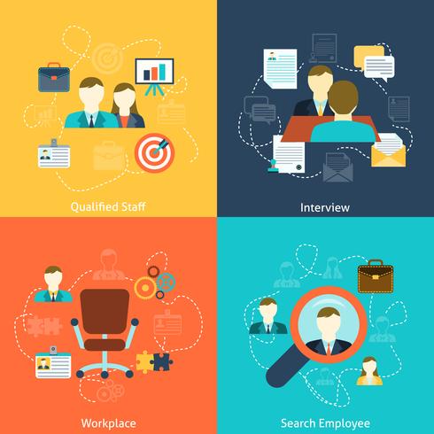 Human resources flat icons composition vector
