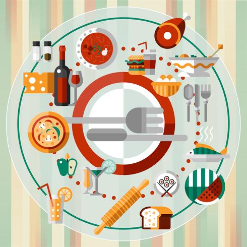 Food icons plate vector
