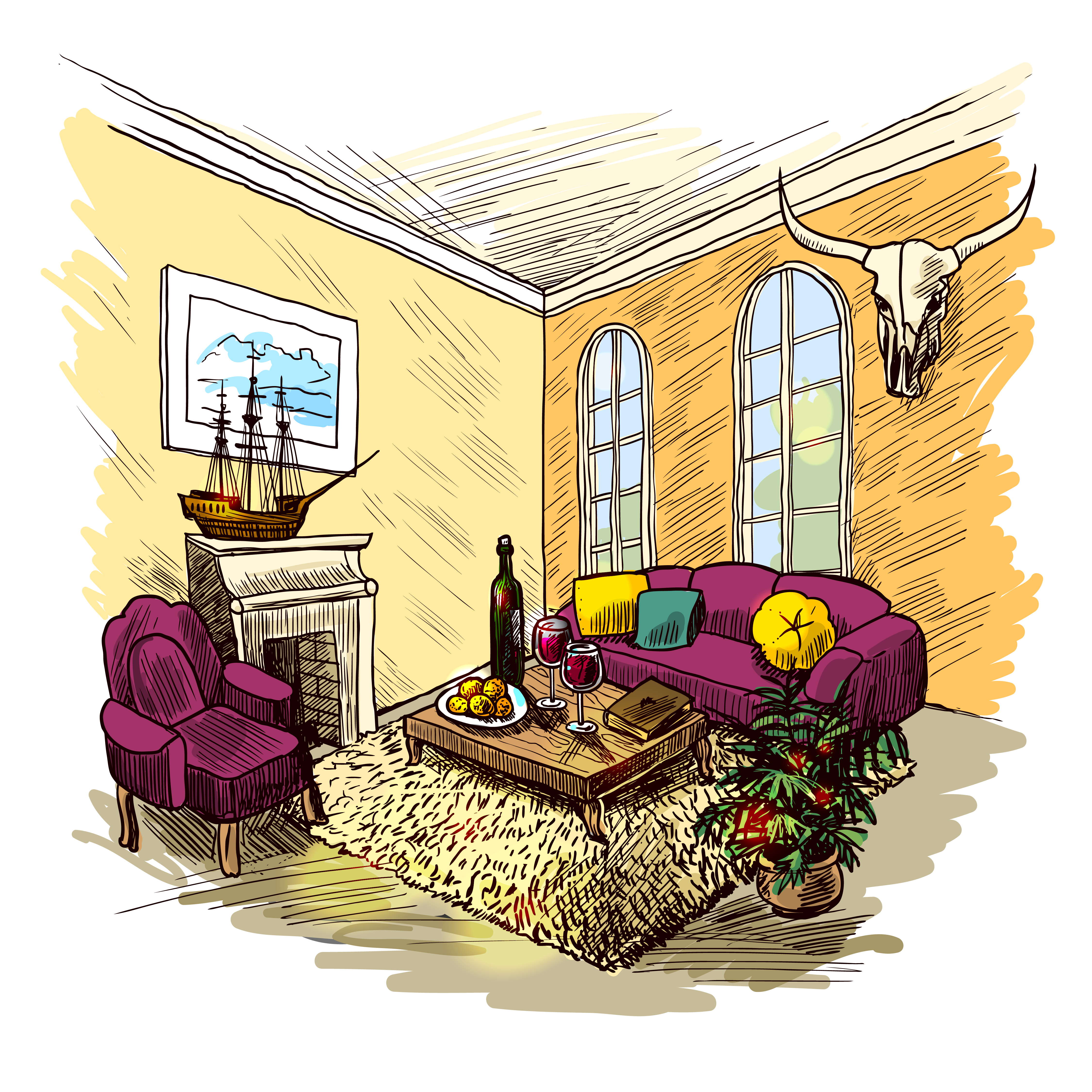 Room Sketch Color Download Free Vectors Clipart Graphics Vector Art