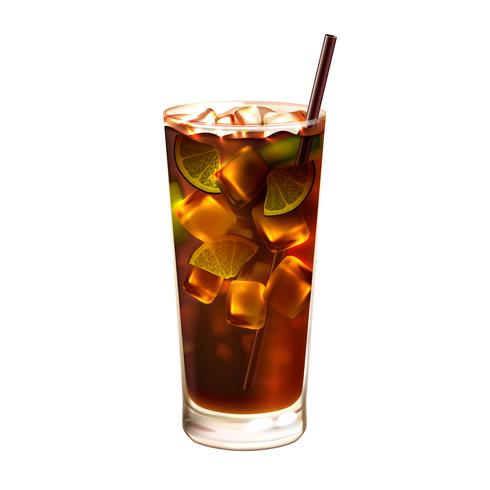 Long island ice tea cocktail realistic vector