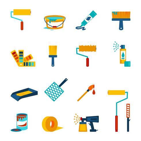 Painting icons flat vector