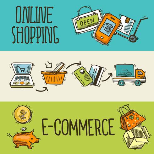 E-commerce design sketch banner vector