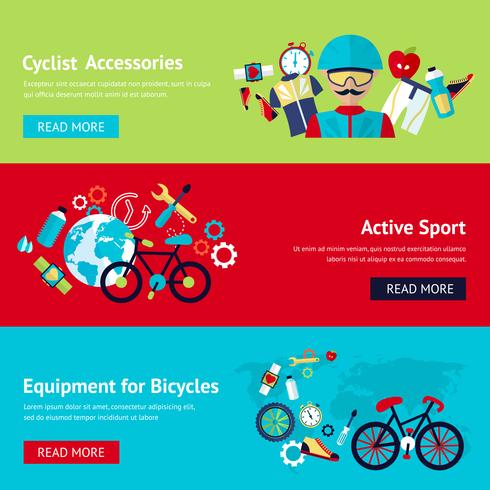 Bicycle flat banner set vector