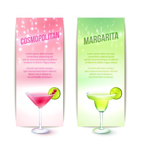 Cocktails banner set vector