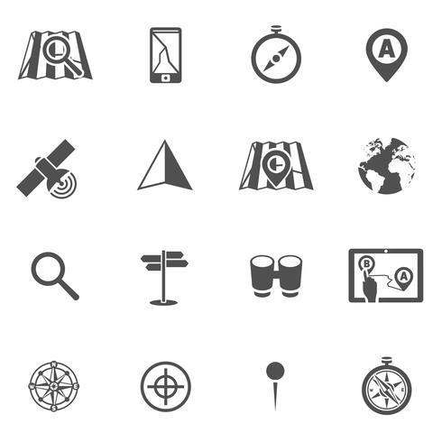 Navigation icon black set vector