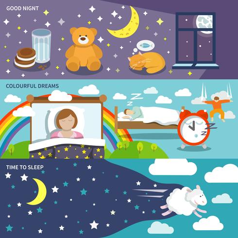 Banners de tiempo de dormir vector