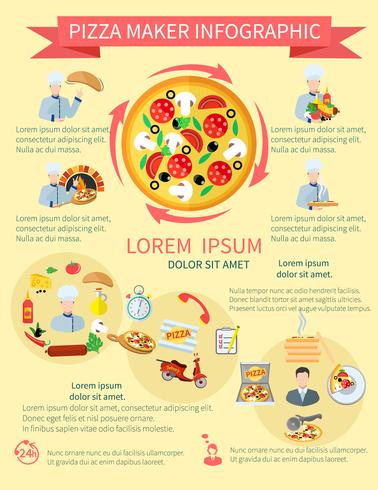 Infografía de fabricante de pizza vector