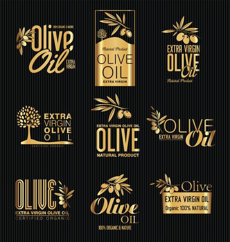 Colección de etiquetas retro de aceite de oliva. vector