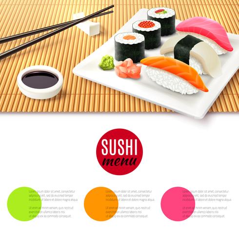 Sushi And Bamboo Mat vector