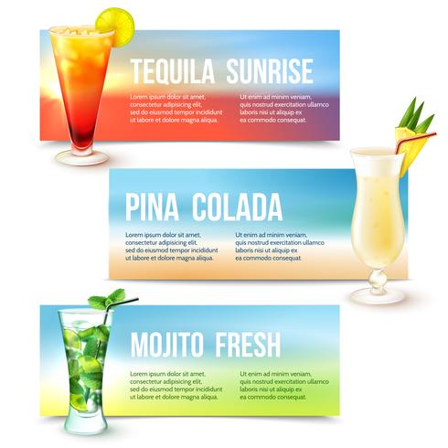 Cocktails banner set vector