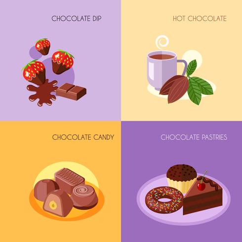 Iconos de chocolate planos vector