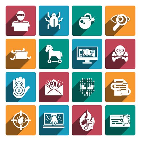 Hacker icons white set vector