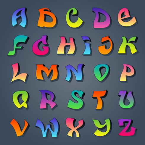 Graffiti alphabet colored  vector