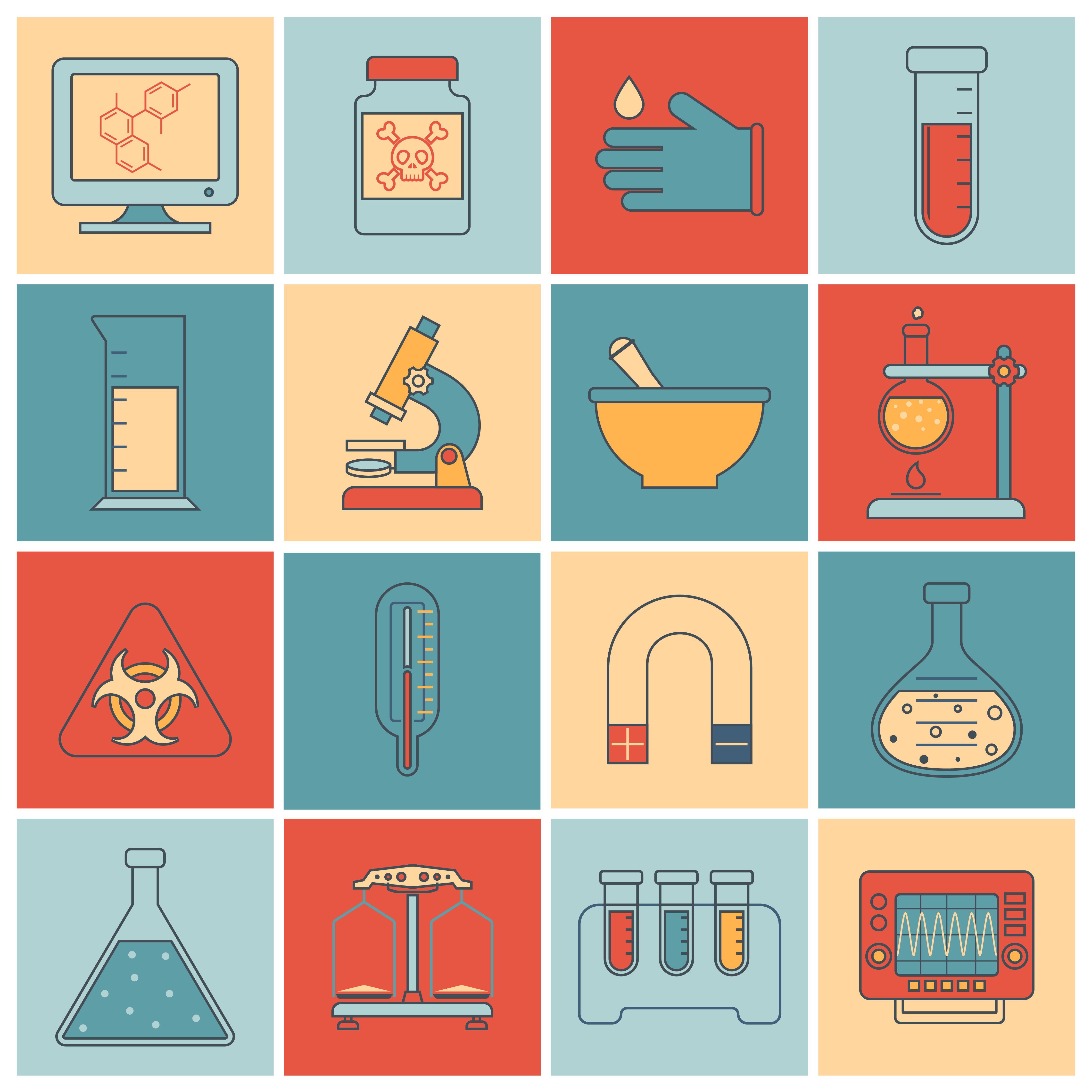 Laboratory equipment icons flat line 443905 Vector Art at Vecteezy