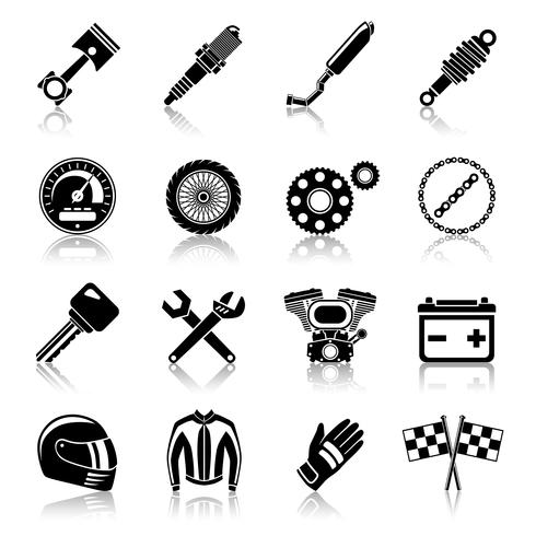 Motorcycle parts black set vector