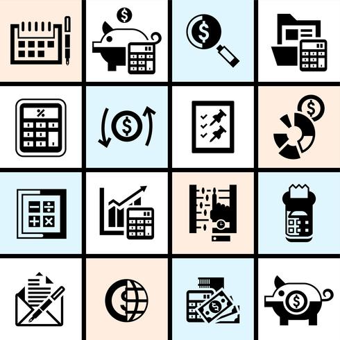 Accounting icons set black vector