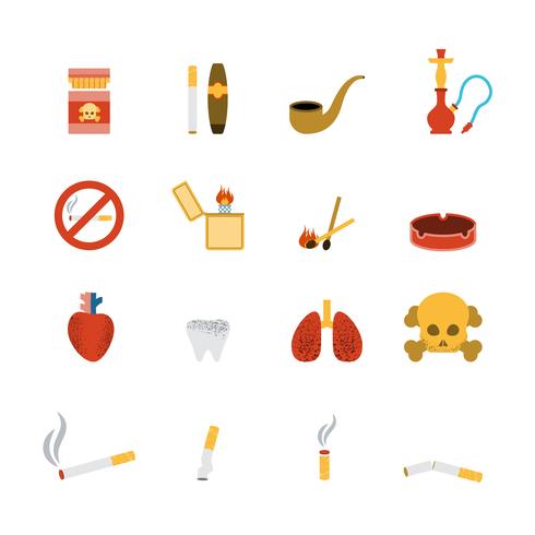 Smoking Icon Flat Set vector