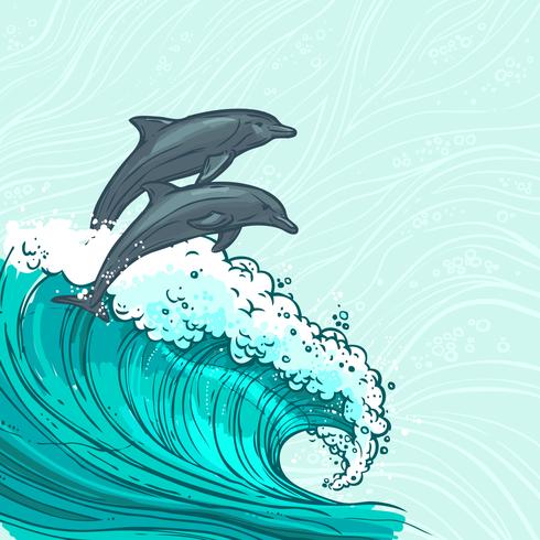 Sea waves background vector